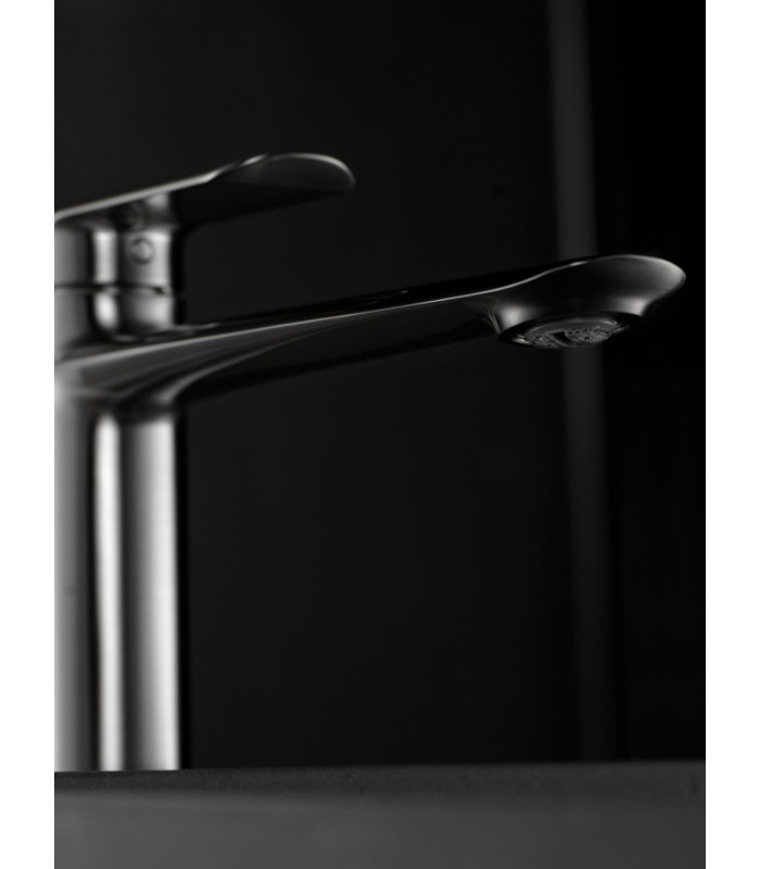 Grifo monomando para lavabo de caño alto con un diseño moderno de acabado  negro mate Ural Imex